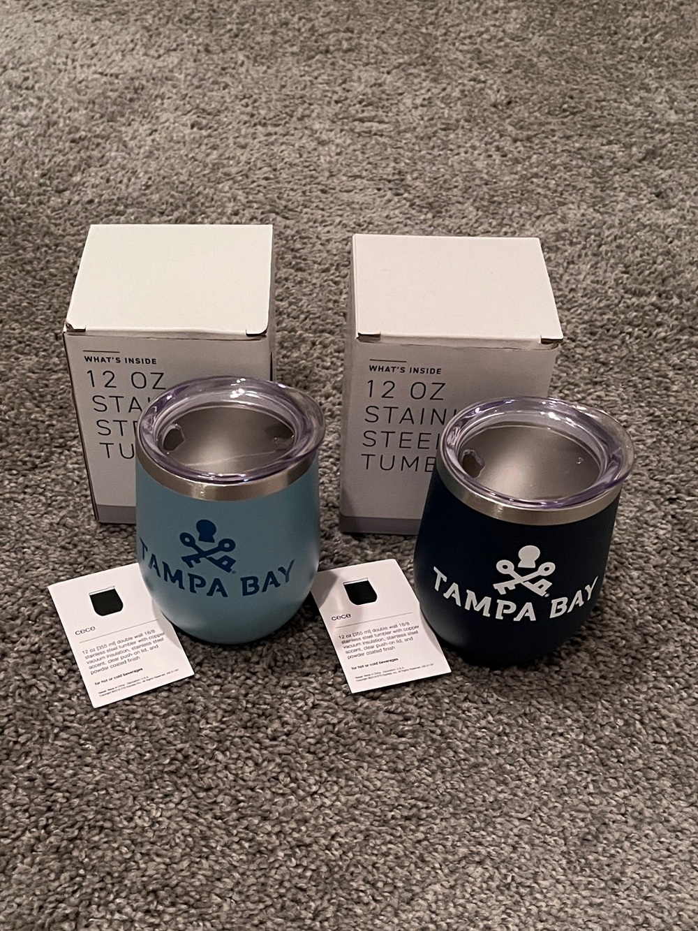 Two (2) Stainless Steel Tumblers (12oz) - Tampa Bay, Florida